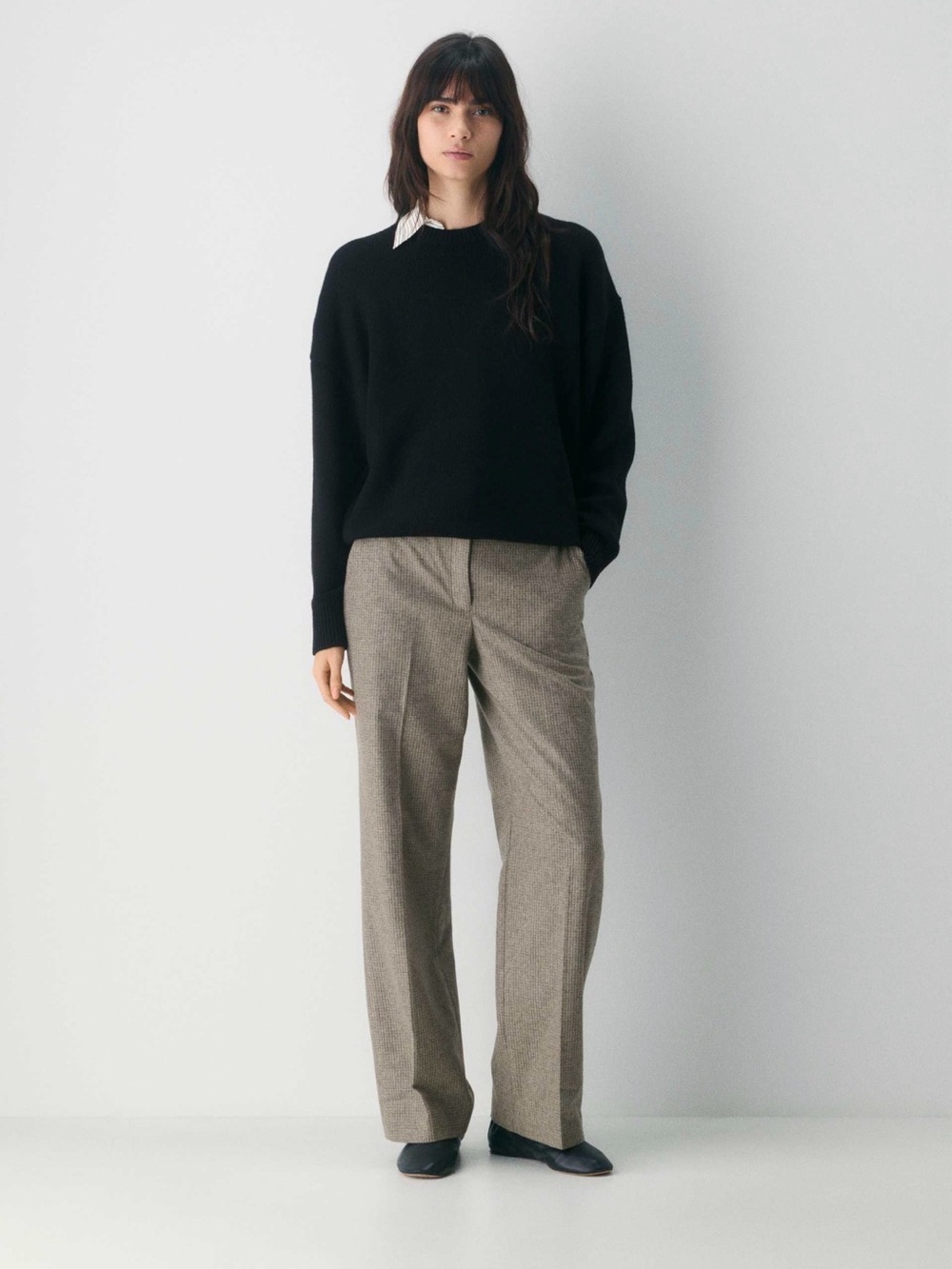 Aritzia Babaton Agency Pant Precision Wool Cashmere Brown Check Sz 10